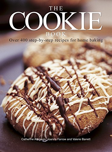 Book cover featuring chocolate-drizzled cookies, titled "The Cookie Book".