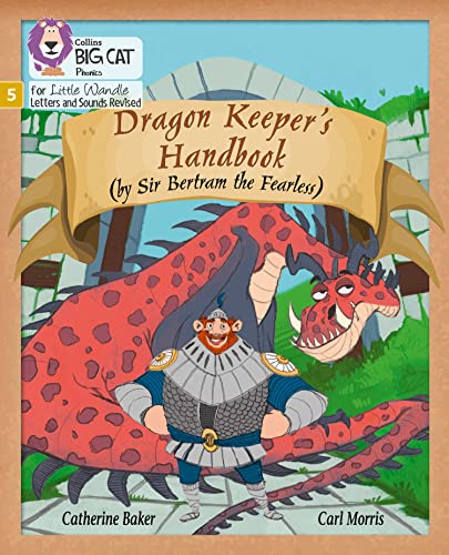 Book cover featuring a knight standing in front of a large, red spotted dragon.