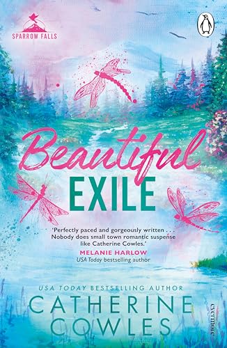 Book cover featuring a watercolor landscape with three pink dragonflies over a blue river.