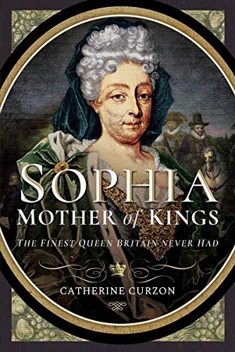 Portrait of Sophia of Hanover, book cover with gold frame and text.