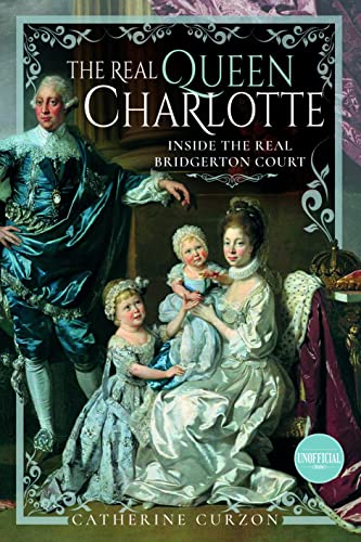 Book cover featuring a historical painting of Queen Charlotte with her children and husband.
