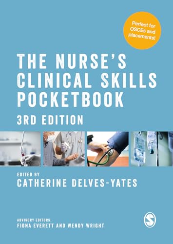 Blue cover of "The Nurse's Clinical Skills Pocketbook," 3rd edition, with medical images.