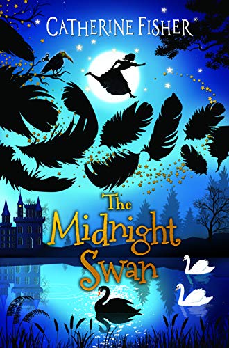 Book cover: Silhouette of a girl flying with swans and crows.