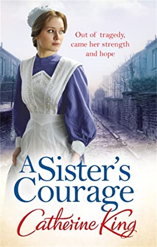 Book cover: woman in nurse’s uniform, historical street scene, title “A Sister’s Courage.”