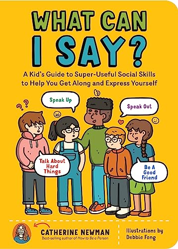 Book cover with diverse children and speech bubble illustrations.