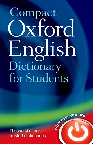 Front cover of the Compact Oxford English Dictionary for Students with blue abstract background.