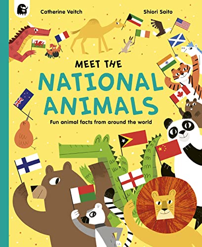 Book cover featuring illustrated national animals and flags from various countries.