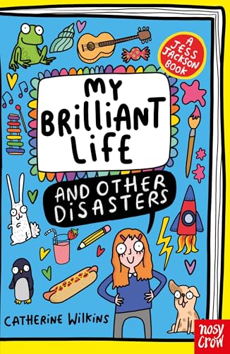 Book cover with colorful doodles, a girl, and title "My Brilliant Life.