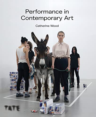 Book cover showing people standing with a donkey in a gallery with Red Bull.
