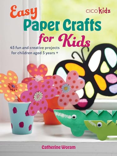 Book cover featuring paper flowers in cups and a paper butterfly and crocodile craft.