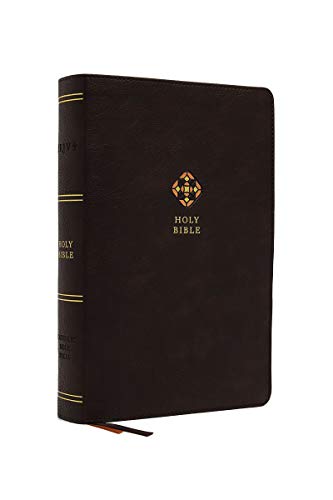 Brown leathersoft Bible with gold accents and a ribbon bookmark.
