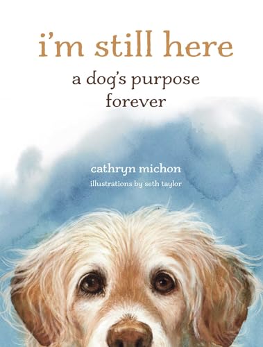 Book cover showing a golden dog's face against a blue watercolor background.