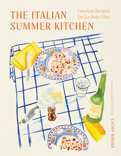 Cookbook cover with painted still life of Italian food and kitchen items.