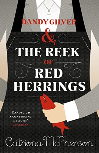 Book cover: "Dandy Gilver & The Reek of Red Herrings" with a fish.
