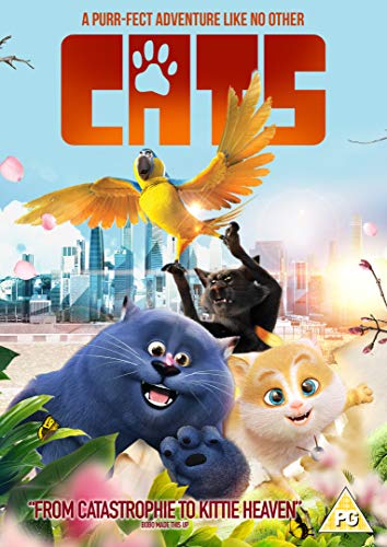 DVD cover for "Cats" featuring animated cats and a yellow parrot.