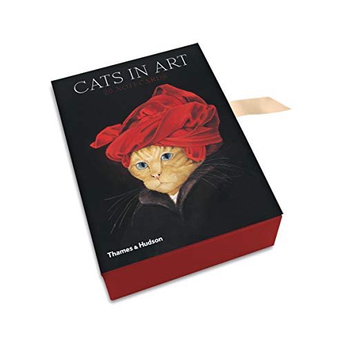 A box of Cats in Art notecards featuring a cat wearing a red turban.