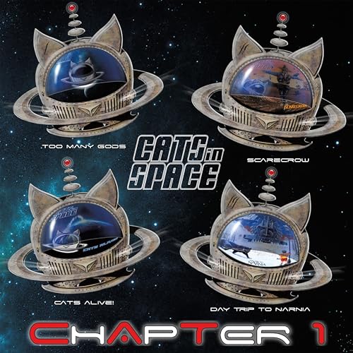 CD cover: four cat-helmet space scenes with band name and chapter title.