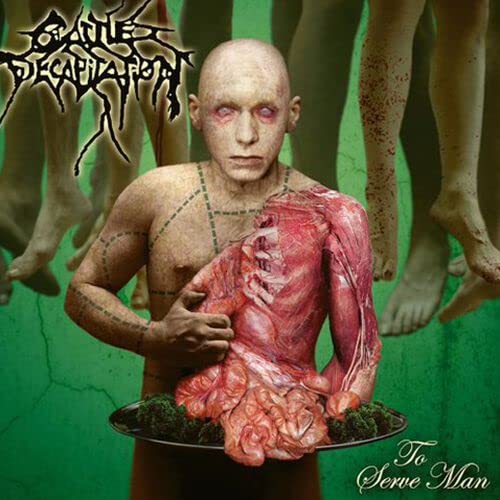 Album cover: Man with exposed flesh, legs in background, green backdrop.