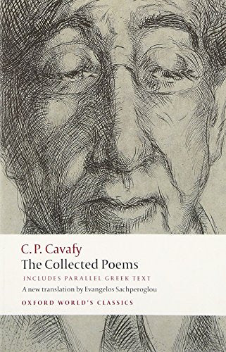 Book cover featuring a line-drawing portrait of C. P. Cavafy with title text below.