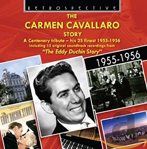 CD cover for "The Carmen Cavallaro Story" featuring photos and film stills.