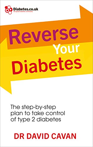 Book cover with bold text "Reverse Your Diabetes" and author Dr David Cavan.