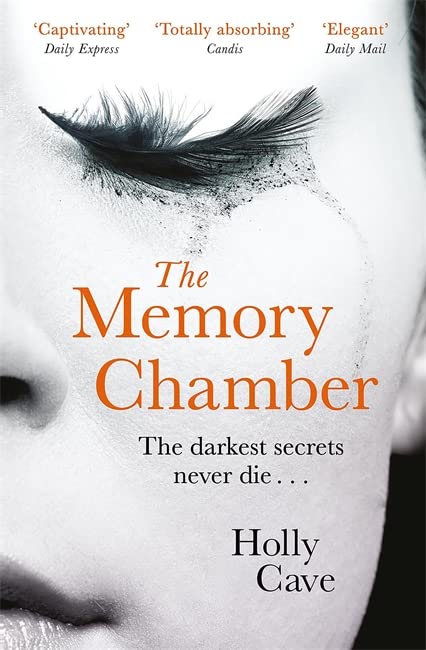 Book cover: “The Memory Chamber” with a feather and woman’s face.