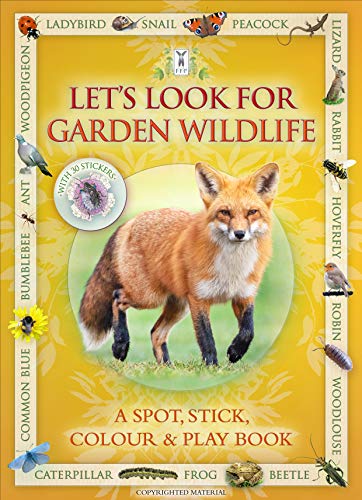 Book cover featuring a fox, surrounded by illustrations of various garden animals and insects.