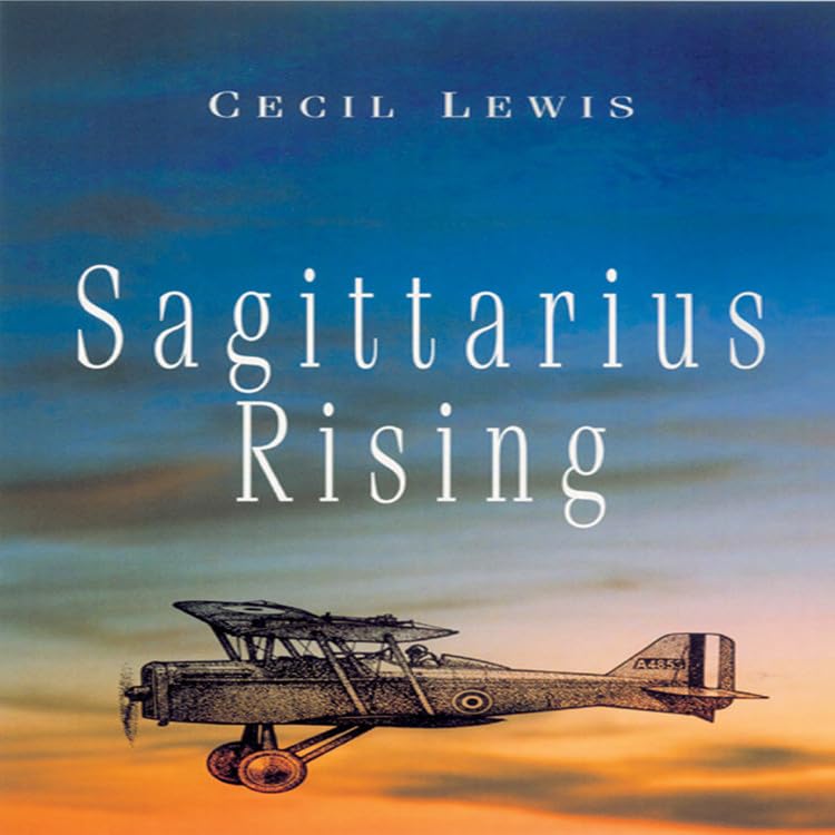 Book cover: “Sagittarius Rising” with an airplane illustration.