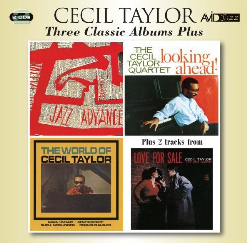 Jazz musician Cecil Taylor featured on CD cover with musical notes and album artwork.