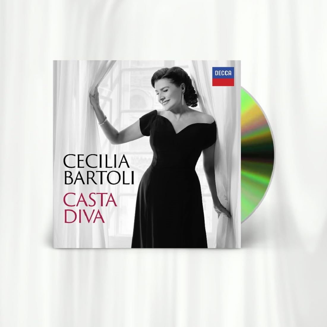 CD cover featuring Cecilia Bartoli in a black dress, with red text.