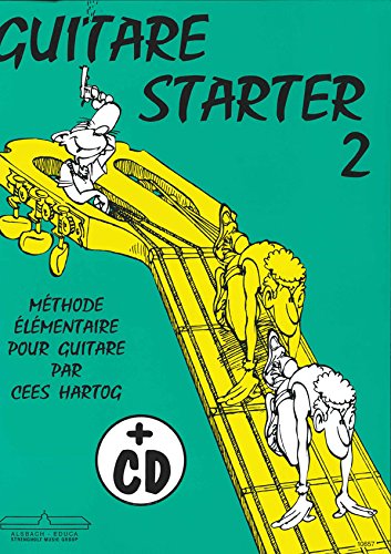 Green guitar method book cover with cartoon figures playing instruments.