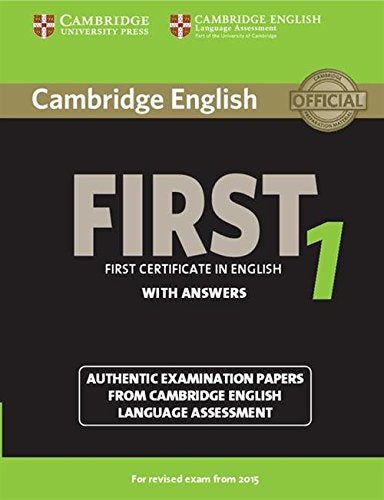 Cambridge English First student book cover with large “FIRST” text.