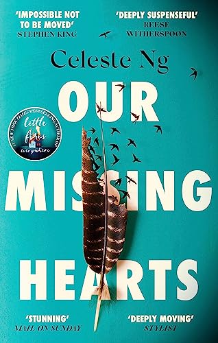 Book cover: teal background with white title, feather, and flying birds.