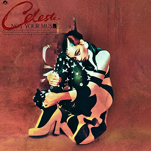 Album cover for Celeste’s “Not Your Muse” featuring a seated woman in black and white.