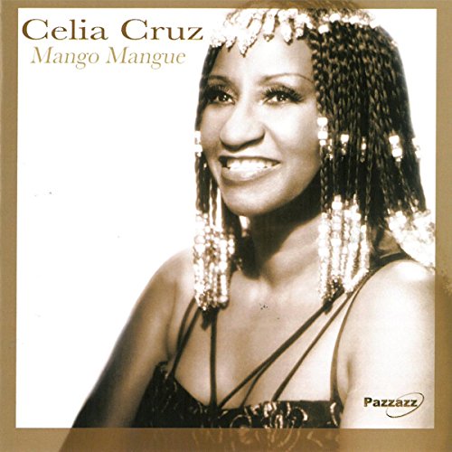 Celia Cruz album cover, sepia-toned portrait with beaded hair.