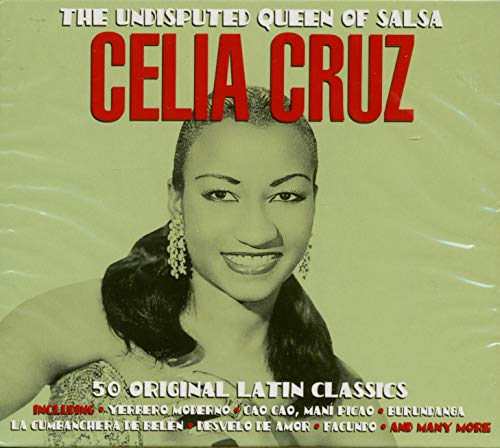 CD cover featuring a portrait of Celia Cruz against a light green background.