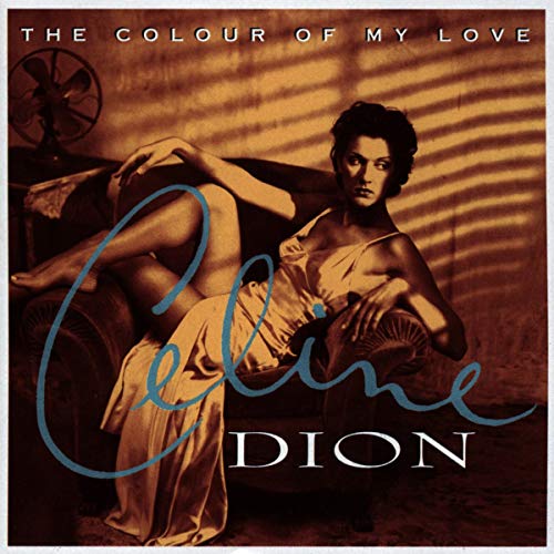 Céline Dion album cover, sepia-toned image of a reclining woman.