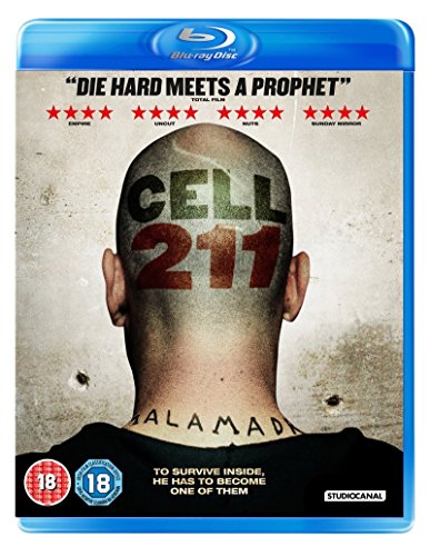 Blu-ray cover featuring the back of a shaved head with Cell 211 tattooed.