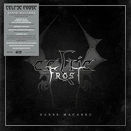 Celtic Frost “Danse Macabre” box set CD with dark, skeletal artwork.
