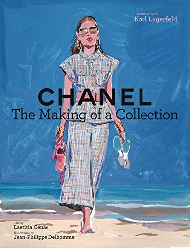 Book cover: illustrated woman in Chanel outfit, blue background.