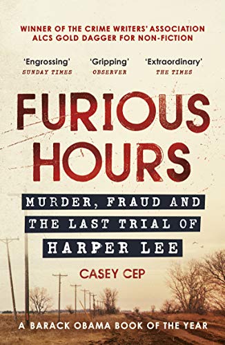 Book cover for Furious Hours by Casey Cep, featuring a rural landscape and utility poles.