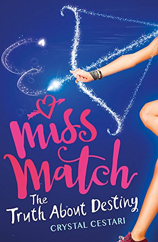 Book cover with pink title "Miss Match" and a hand drawing with light.