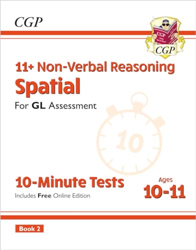 Book cover for 11+ Non-Verbal Reasoning Spatial tests, ages 10-11.
