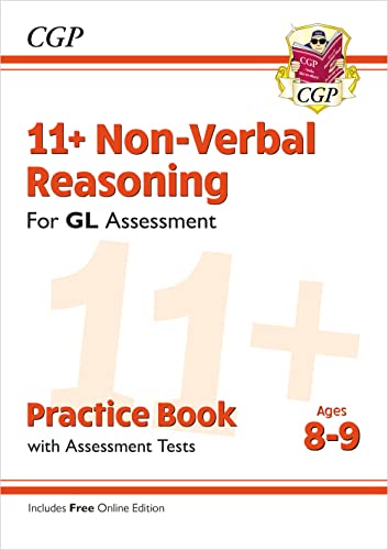 CGP 11+ Non-Verbal Reasoning practice book cover for ages 8-9 with GL Assessment branding.