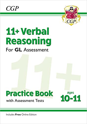 CGP 11+ Verbal Reasoning practice book cover for GL Assessment, ages 10-11.
