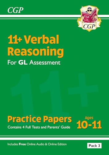 CGP 11+ Verbal Reasoning practice papers book cover for GL Assessment, ages 10-11, pack 3.