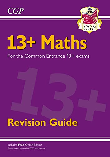 Purple cover of a 13+ Maths revision guide with large “13+” text.