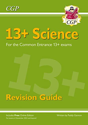 Green cover of “13+ Science Revision Guide” with large “13+” text.