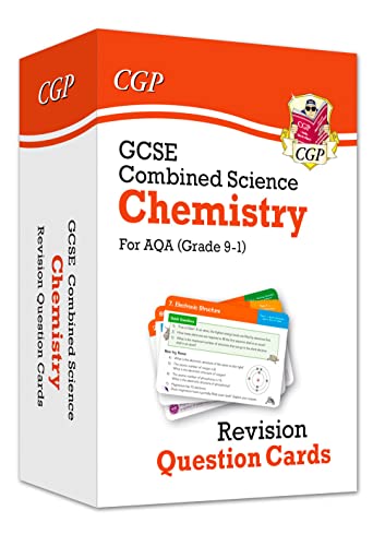 Orange box of GCSE Combined Science Chemistry revision question cards.