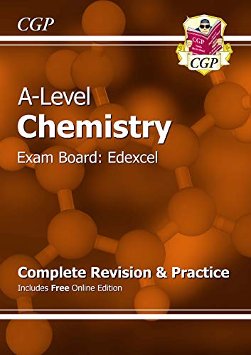 A-Level Chemistry revision guide with molecular structure background, Edexcel.